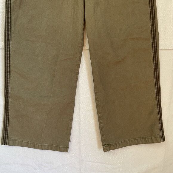 American Eagle X Ziegler HIGH RISE BAGGY WIDE LEG Pants 12 Short Olive Stretch - Picture 4 of 12